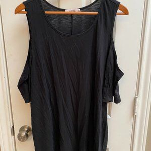 JustFab Cold Shoulder Black Top
